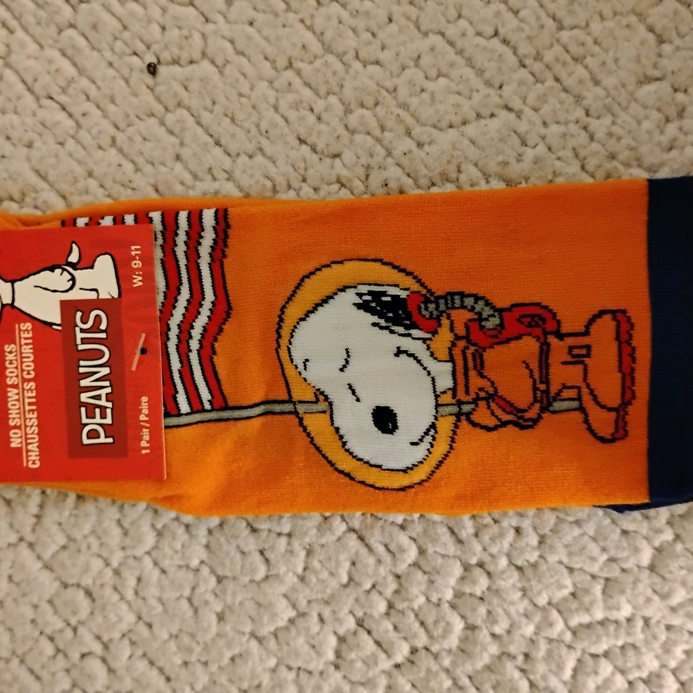 Peanuts Orange and Black Socks